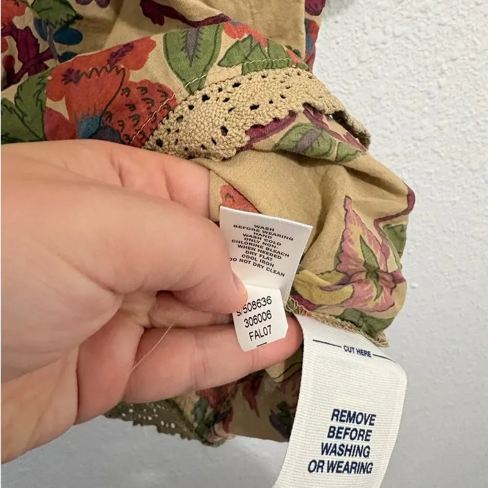 Vintage y2k Old Navy Floral Blouse Boho Baby Doll Cottage Fairy Puff Sleeve
